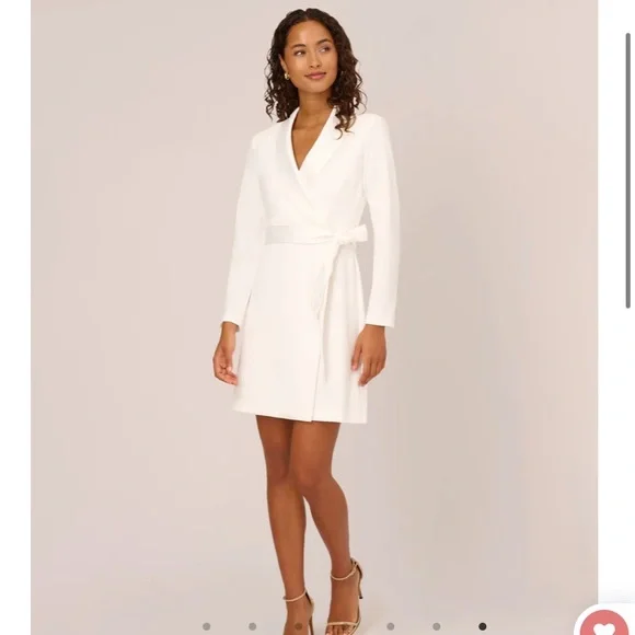 Adrianna Papell Knit Crepe Tuxedo Dress, Ivory, Size: 6 Adrianna Papell Knit Crepe Tuxedo Dress, Ivory, Size: 6